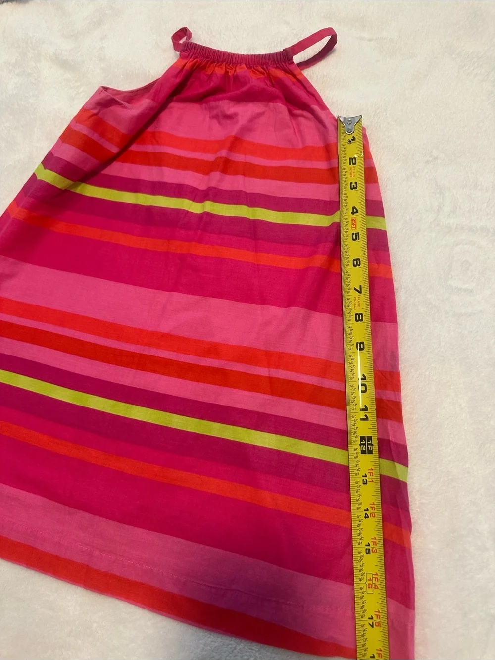 GAP Bright Pink Striped Halter Dress with Lime and Orange Accents